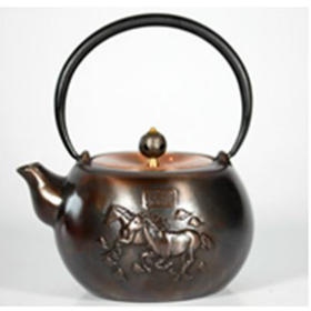 铸铁茶壶铁壶0.6L马到成功壶泡茶壶手工铸造