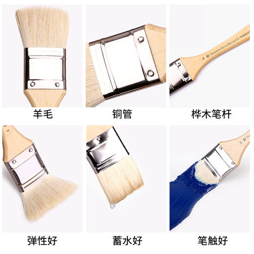 中盛画材羊毛刷水彩笔/水粉/油画/丙烯画笔板刷 墙绘笔刷/刷子710 商品图3