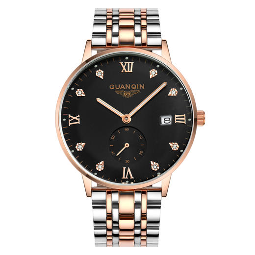 冠琴手表防水钢带石英表男时尚潮男表新款夜光男士手表gq13008