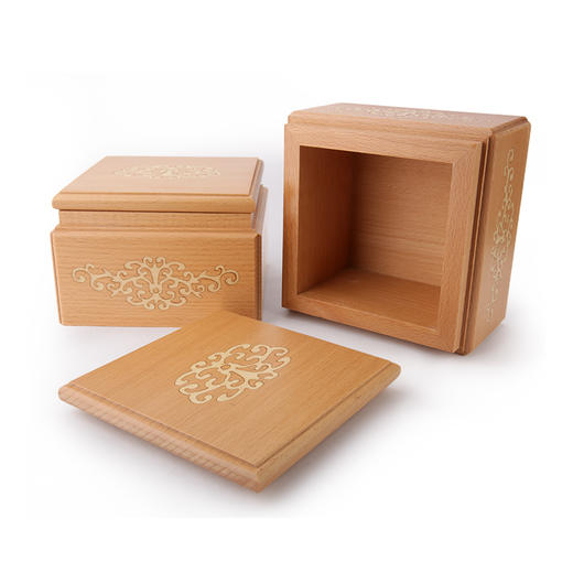 榉木方形围棋罐 商品图1