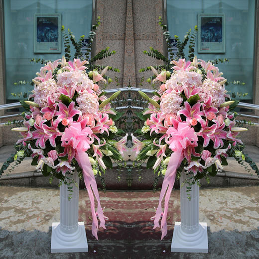 高端定制欧式开业花篮罗马柱应援鲜花开张开业乔迁商务会议庆典演唱会