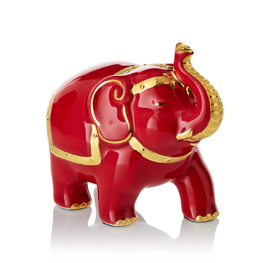 乾唐彩小吉象摆饰附木座 商品图0