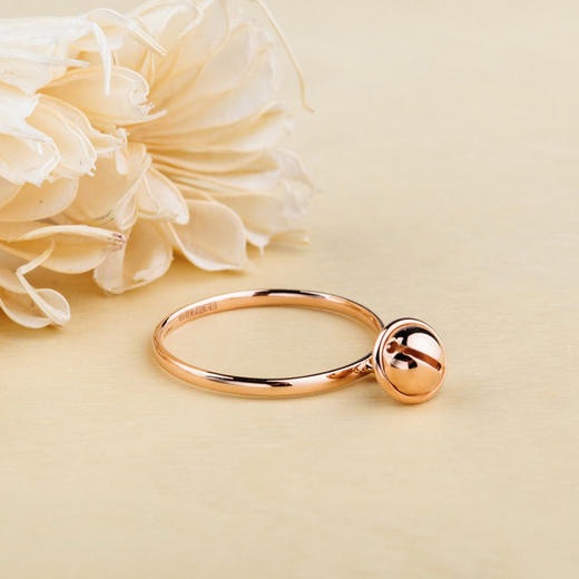 潮宏基珠宝 哆啦a梦铃铛 18k金玫瑰金女戒彩金戒指