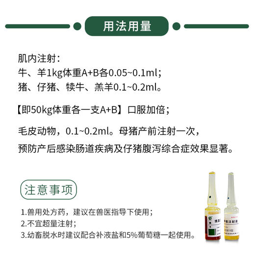 兽用 重症泻痢A+B博落回乙酰甲喹注射 液猪牛羊马止痢腹泻肠炎药 商品图1