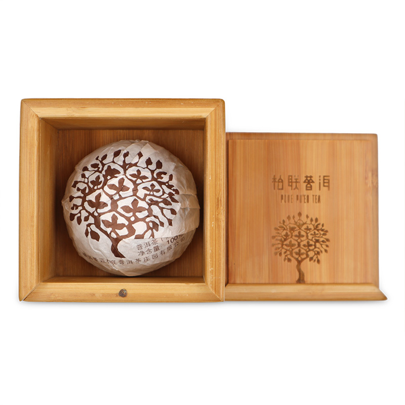 柏联普洱 2019庄园系列竹器 普洱茶  熟茶 100g礼盒装