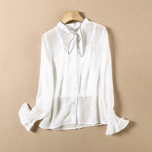 女士新款长袖蝴蝶结领宽松设计感小众法式复古衬衫011701