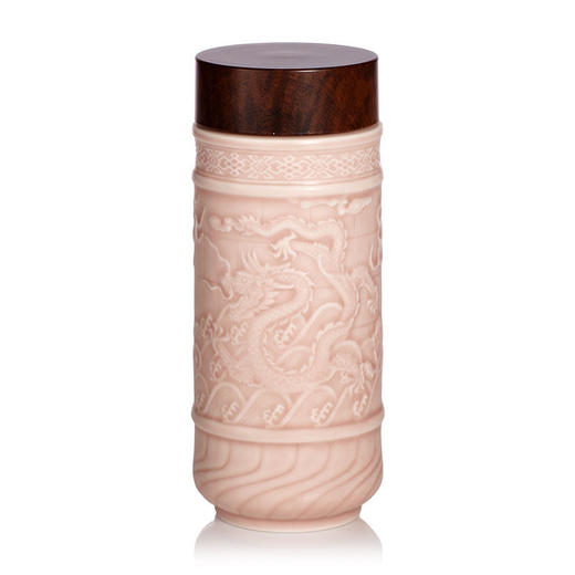商务送礼 乾唐轩活瓷 九龙壁平安龙木纹盖随身杯双层350ml 霸气龙纹 商品图1