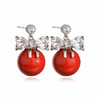 QX-韩国风蝴蝶结红珍珠镶嵌锆石耳钉TZW 商品缩略图4