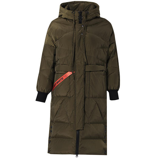 （VIP福利 性价比超高！售完下架！ 不退不换）洛诗琳连帽休闲织带螺纹袖口衣摆开衩中长款羽绒服 商品图4