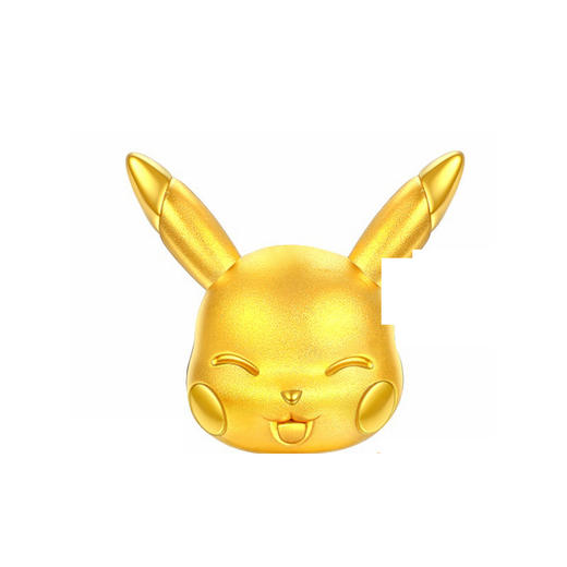 潮宏基精灵宝可梦皮卡丘黄金串珠转运珠3d硬金足金吊坠男女