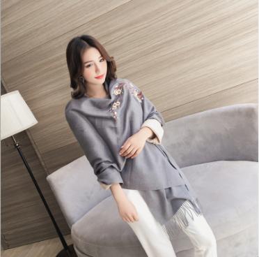 【四季可用】梅花刺绣民族风仿羊绒围巾 商品图8