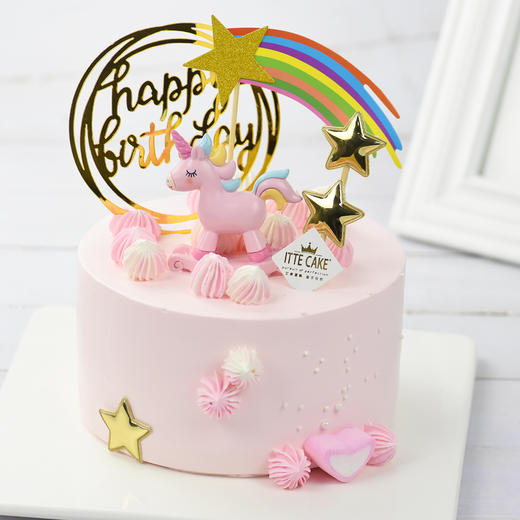 【独角兽（粉）】酸奶油  可爱卡通  水果蛋糕 商品图1