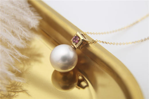 红色碧玺 南洋白珠项链耳环套装 商品图5