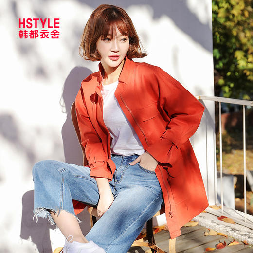 韩都衣舍2019春女新韩版长袖宽松短外套nf9873润