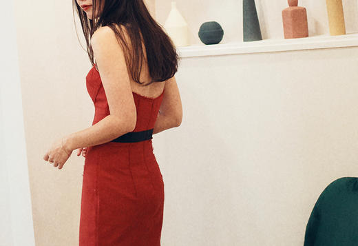 AtelierMissLu / Penelope 探戈橘黑边抹胸礼服 商品图5