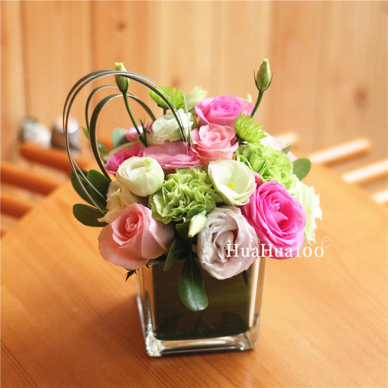 粉红梦丨5朵粉玫瑰小瓶花