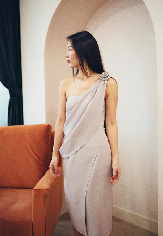 AtelierMissLu / Yvonne 香芋紫可卸肩披抹胸礼服 商品图7