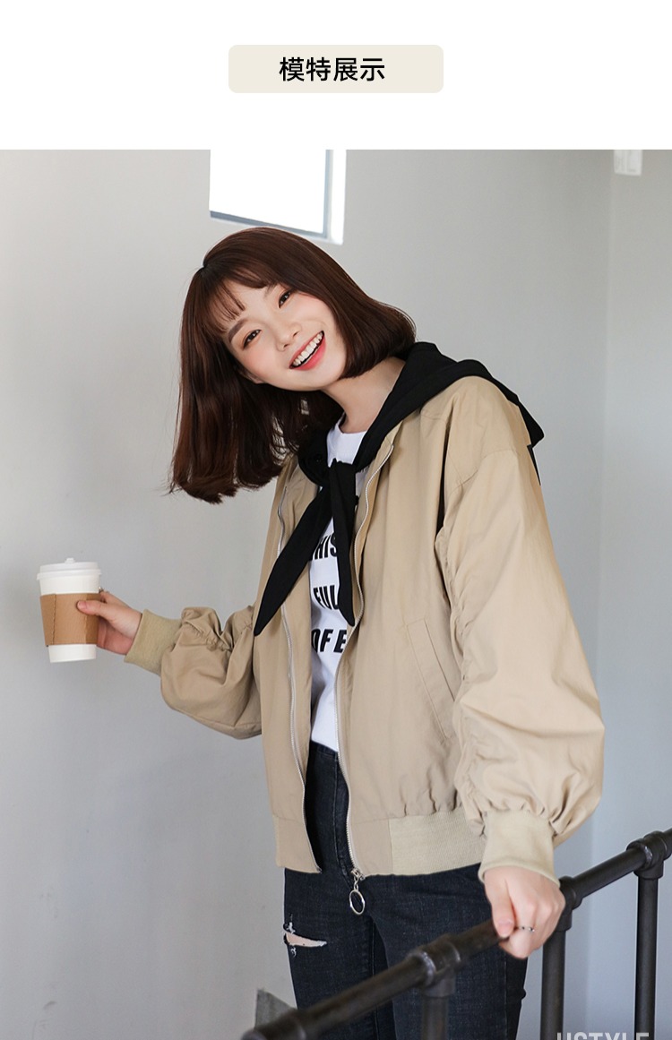 韩都衣舍2019春装新款学生小个子百搭宽松显瘦短外套女cq9005 