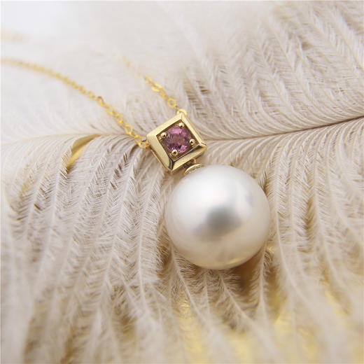 红色碧玺 南洋白珠项链耳环套装 商品图4