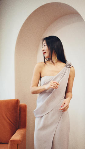 AtelierMissLu / Yvonne 香芋紫可卸肩披抹胸礼服