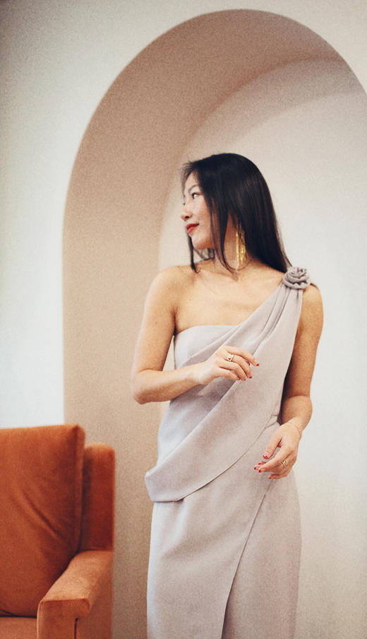 AtelierMissLu / Yvonne 香芋紫可卸肩披抹胸礼服 商品图0