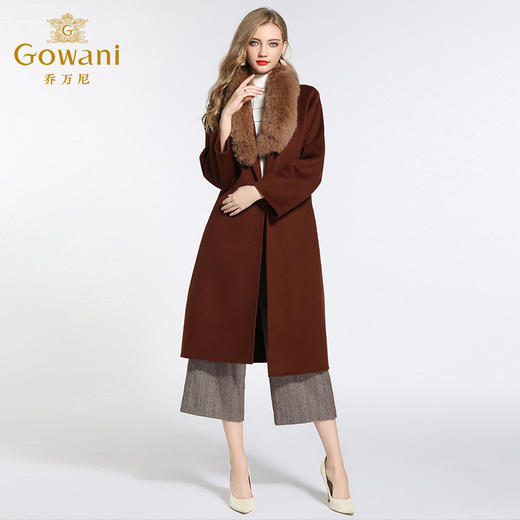 【无毛领】【100%绵羊毛】乔万尼冬季外套宽松复古慵懒气质系带羊毛呢子大衣女长款过膝EB4A037 商品图1