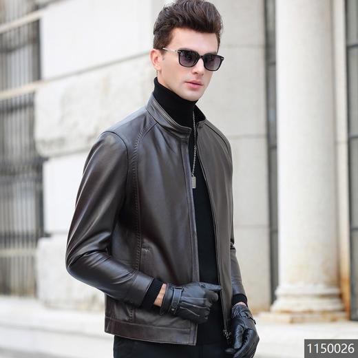 特卖价609皮尔世绅海宁真皮皮衣男士修身薄款皮夹克机车拉链立领皮衣
