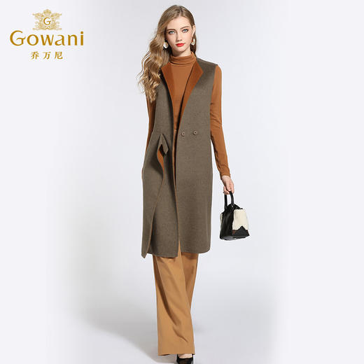 【羊绒】乔万尼西装领两面穿毛呢背心双面羊绒大衣外搭马甲长款冬EB4A021 商品图1