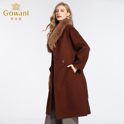 【无毛领】【100%绵羊毛】乔万尼冬季外套宽松复古慵懒气质系带羊毛呢子大衣女长款过膝EB4A037 商品图2