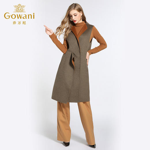 【羊绒】乔万尼西装领两面穿毛呢背心双面羊绒大衣外搭马甲长款冬EB4A021 商品图2