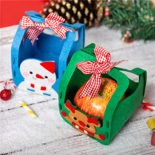 不织布苹果手提袋 圣诞平安夜手工礼品袋幼儿DIY自制材料包 商品图1