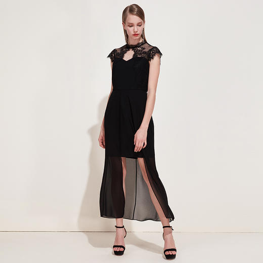 EITIE爱特爱女装春季优雅蕾丝年会礼服女宴会镂空连衣裙5977610 商品图2