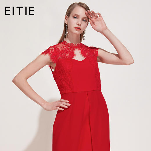 EITIE爱特爱女装春季优雅蕾丝年会礼服女宴会镂空连衣裙5977610 商品图1
