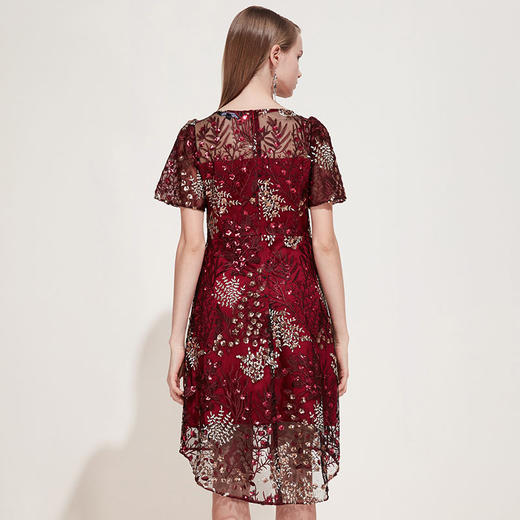 EITIE爱特爱品牌女装夏季新款修身刺绣旗袍式蕾丝礼服连衣裙5977607 商品图3