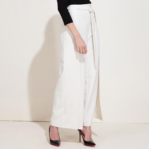 EITIE爱特爱品牌女装春季新款宽松简约高腰白色阔腿裤休闲裤5905609 商品图2