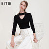 EITIE爱特爱品牌女装春季新款修身显瘦V领镂空挂脖毛针织衫女5901603 商品缩略图1
