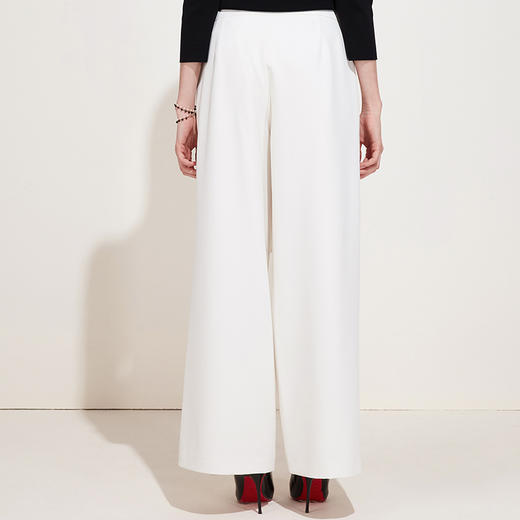 EITIE爱特爱品牌女装春季新款宽松简约高腰白色阔腿裤休闲裤5905609 商品图3