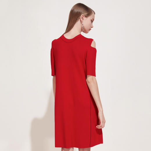 EITIE爱特爱品牌女装春季宽松腰短袖拼接圆领连衣裙中裙5901602 商品图4