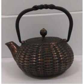 铸铁茶壶铁壶0.4L竹编壶泡茶壶手工铸造