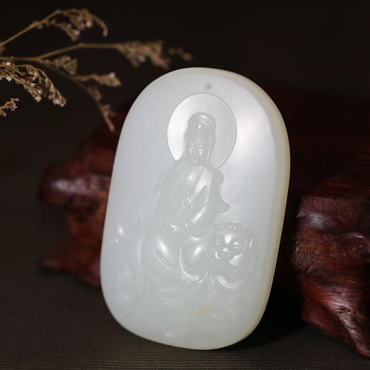 和田玉（白玉）玉牌-- 观音 63.68g 商品图1