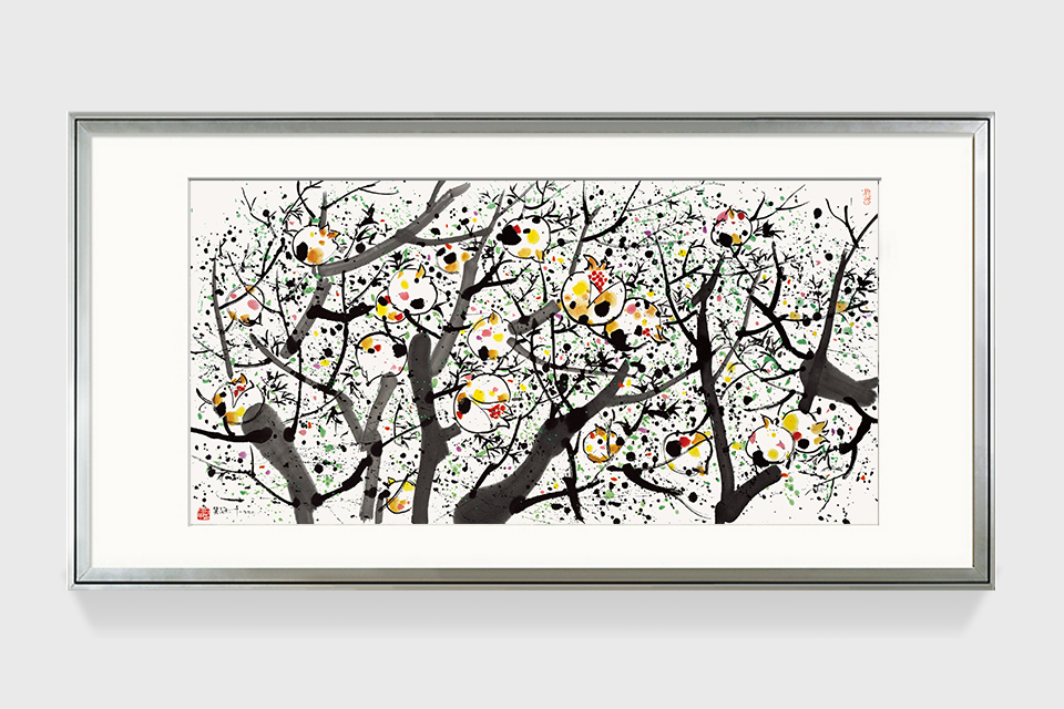 吴冠中|《石榴》——综合版（水墨）