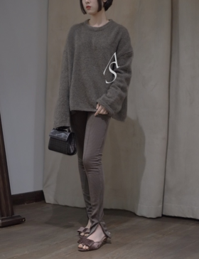 TOTEME 咖啡色前裤线拉链格纹紧腿裤