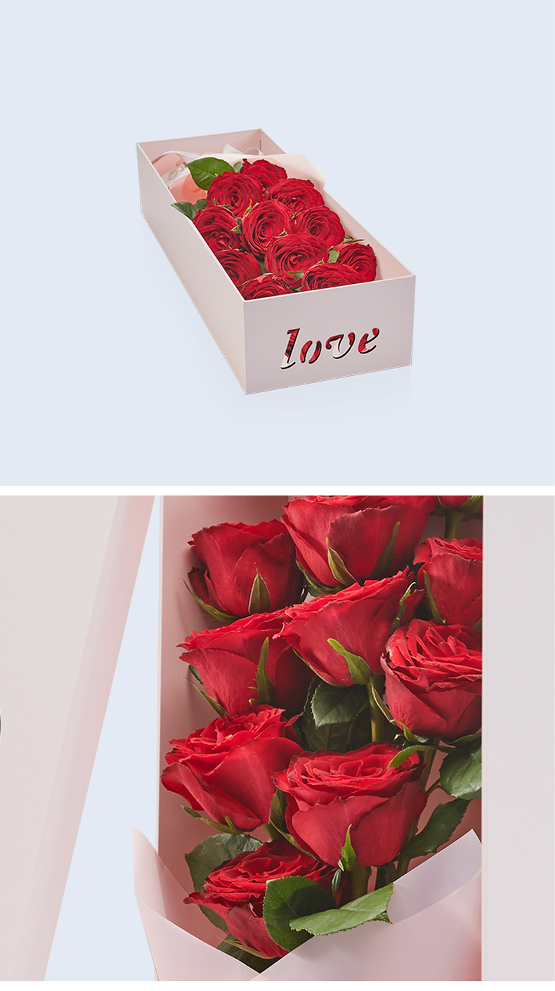 loveroseonly鲜花玫瑰基础恋爱时光11支60cm长形