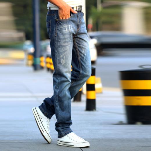 【服饰鞋包】牛仔裤男青年修身直筒商务长裤 商品图2