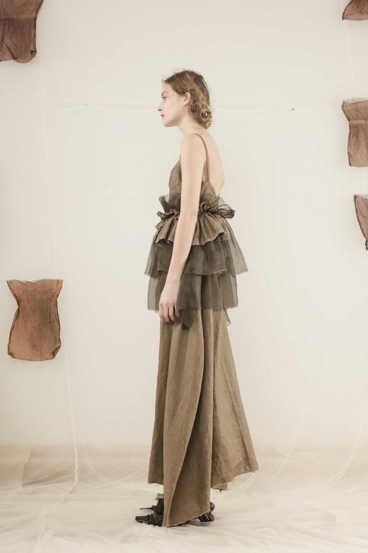 mutedance草木灰色吊带连衣裙md19ss08