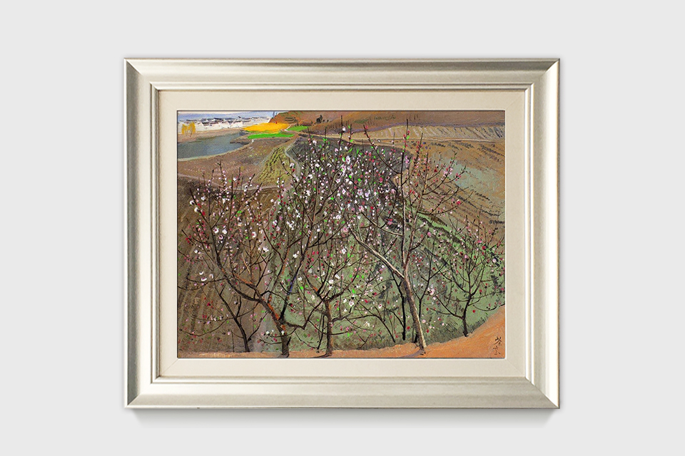 吴冠中|《桃花》——综合版（油画）