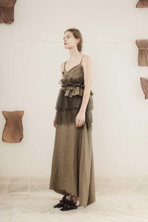 mutedance草木灰色吊带连衣裙md19ss08