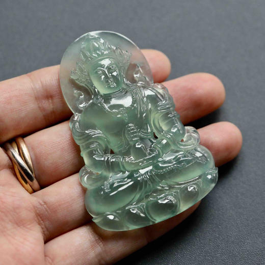 高冰种晴水绿翡翠度母 商品图9