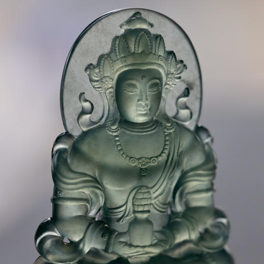 高冰种晴水绿翡翠度母 商品图0