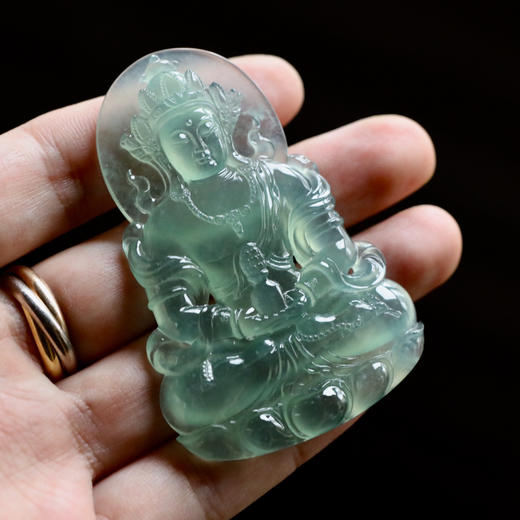 高冰种晴水绿翡翠度母 商品图8